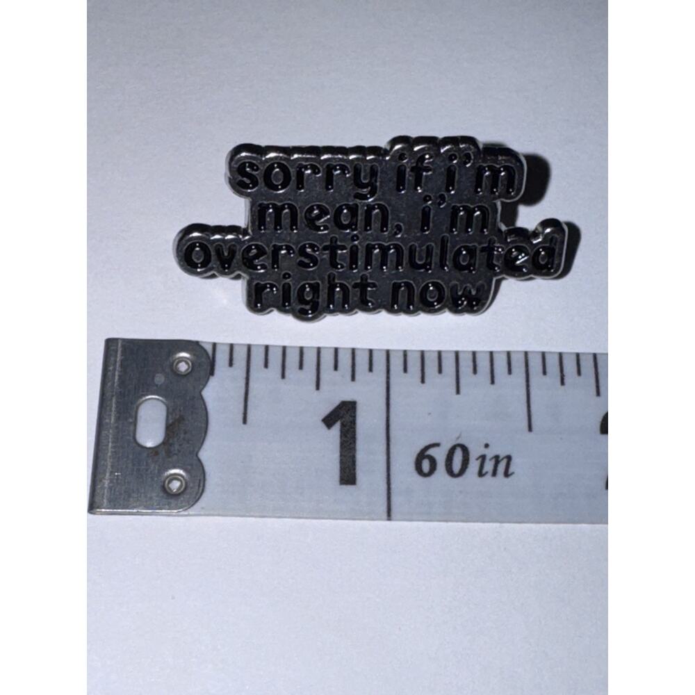 Sorry If I’m Mean, I’m Overstimulated Right Now Script Pin Brooch